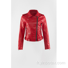 Veste de motard en PU pour femme